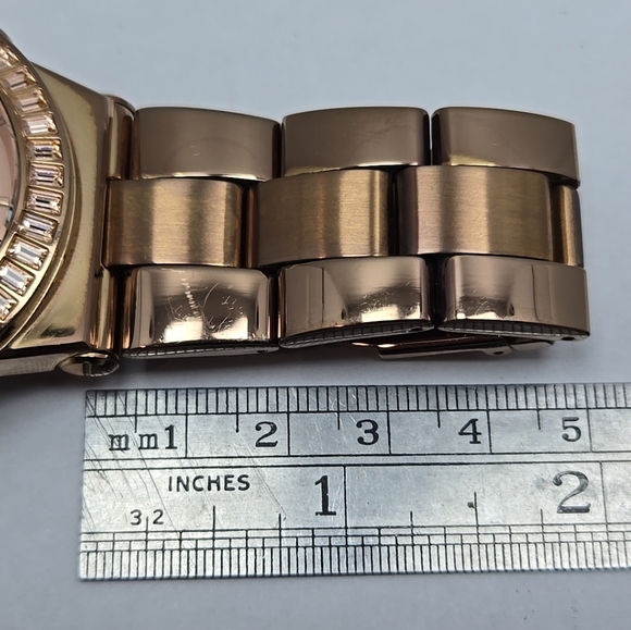 Michael Kors Dylan Rose Gold Chronograph Date Watch Baguette MK New Battery - Picture 8 of 10